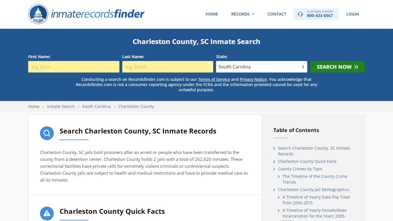 Charleston County, SC Inmate Lookup & Jail Records Online - RecordsFinder